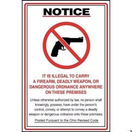 Accuform OHIO WEAPON REVISED CODE SAFETY MACC547XL MACC547XL